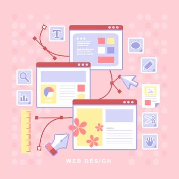 Flat design concept f web design Illustrazione stock