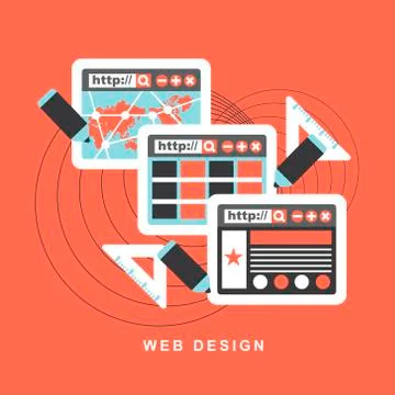 Flat design concept f web design Stock Illustration
