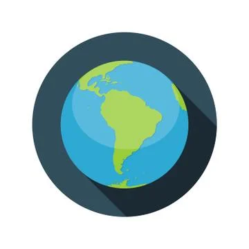 Flat Design Concept Globe Icon Vector Illustration With Long Sha Illustrazione stock