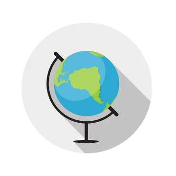Flat Design Concept Globe Icon Vector Illustration With Long Sha Stock Illustration