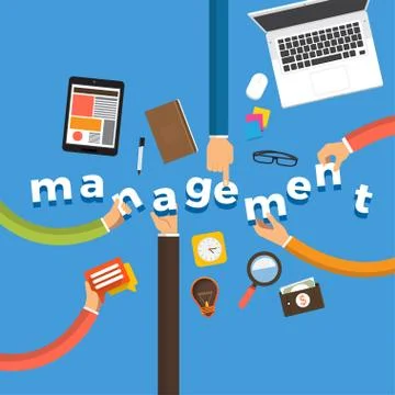 Flat design concept hand create management. Vector illustrations. Stock Illustration