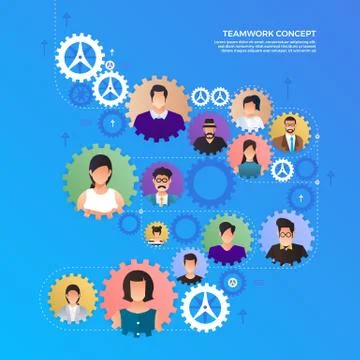Flat design concept hands teamwork building success business work together. V Stock Illustration