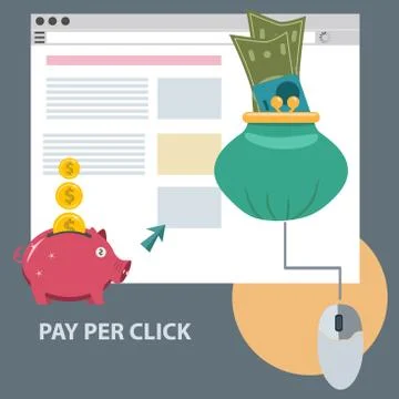 Flat design concept icon of pay per click Stock Illustration