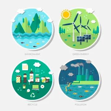 Flat design concept icons of ecology Stock Illustration