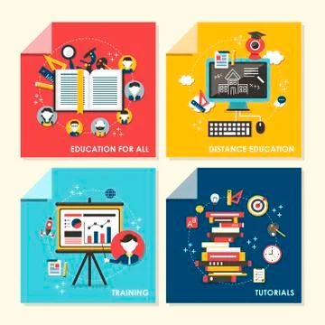 Flat design concept illustration for education and training Illustrazione stock