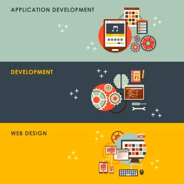 Flat design concept illustration for web development Illustrazione stock