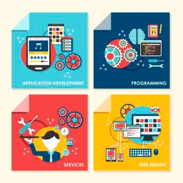 Flat design concept illustration for web design and development Stock Illustration