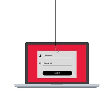 Flat design concept for Internet crime phising enter an account on a laptop Stock Illustration