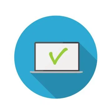 Flat Design Concept Laptop Icon Vector Illustration With Long Sh Stock Illustration
