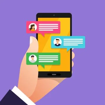 Flat design concept message and chat. Present by icon text message. Vector il 스톡 일러스트