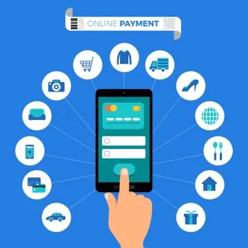 Flat design concept payment. Payment method and option or channel to transfer Stock Illustration