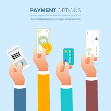 Flat design concept payment. Payment method and option or channel to transfer Stock Illustration