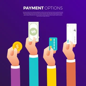 Flat design concept payment. Payment method and option or channel to transfer Stock Illustration