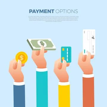 Flat design concept payment. Payment method and option or channel to transfer Stock Illustration