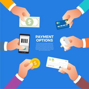 Flat design concept payment. Payment method and option or channel to transfer Stock Illustration