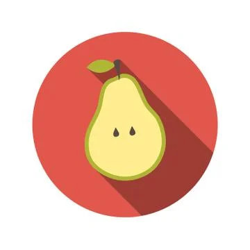 Flat Design Concept Pear Vector Illustration With Long Shadow. Stock Illustration