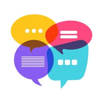 Flat design concept peoples talk with balloon message bubble. Vector illustra Stock Illustration