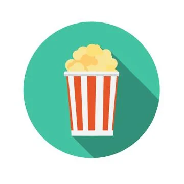 Flat Design Concept Popcorn Icon Vector Illustration With Long S Illustrazione stock