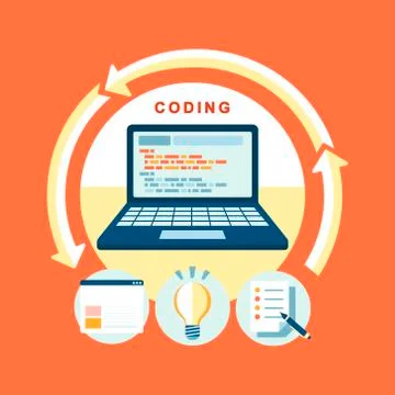 Flat design concept of process web page coding Stock-Illustration