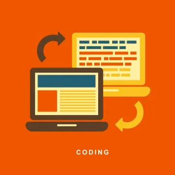 Flat design concept of process web page coding Stock-Illustration