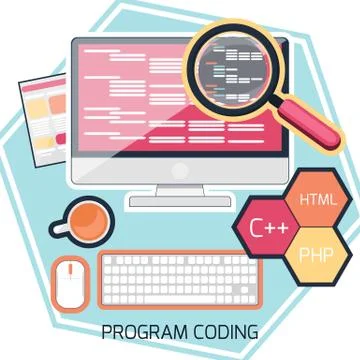 Flat design concept of program coding Stock Illustration