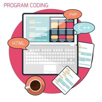 Flat design concept of program coding Stock-Illustration