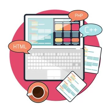 Flat design concept of program coding Stock-Illustration