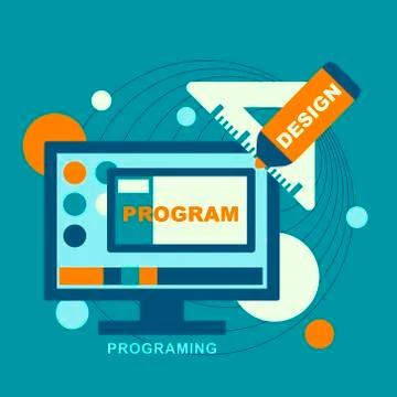 Flat design concept of programmer workflow Stock Illustration