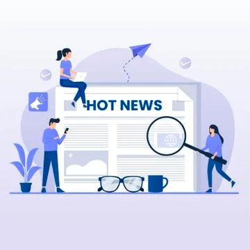 Flat design concept read news Stock Illustration