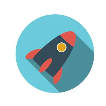 Flat Design Concept Rocket Vector Illustration With Long Shadow. Illustrazione stock