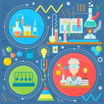 Flat design concept of science and technology. Scientific Research, Chemical Stockillustratie
