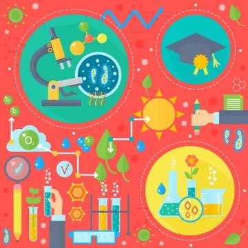 Flat design concept of science and technology. Scientific Research, Chemical Stock Illustration