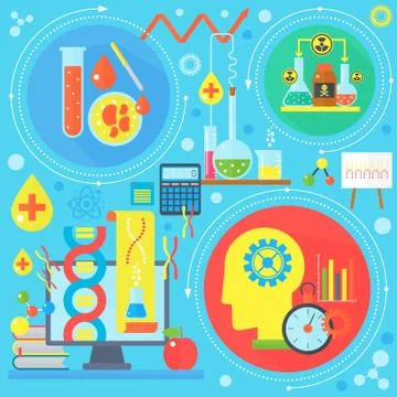 Flat design concept of science and technology. Scientific Research, Chemical Stockillustratie