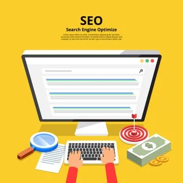 Flat design concept SEO (search engine optimize). Vector illustrate. Stock Illustration