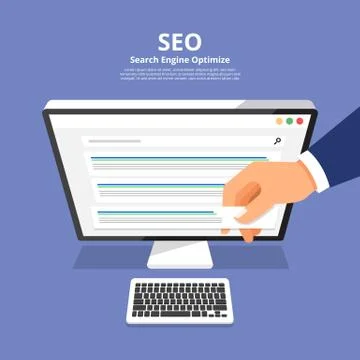 Flat design concept SEO (search engine optimize). Vector illustrate. Stock Illustration