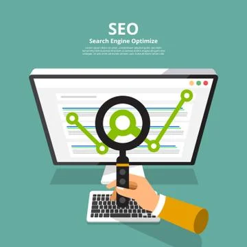 Flat design concept SEO (search engine optimize). Vector illustrate. Stock Illustration