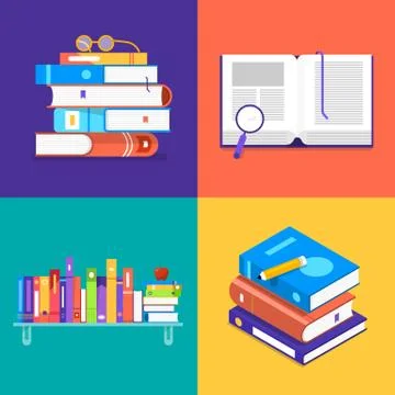 Flat design concept set of books. Vector illustrate. Stock Illustration