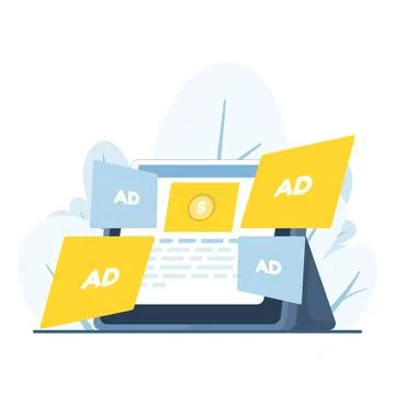 Flat design concept showing digital marketing, ad monetization. Stock Illustration