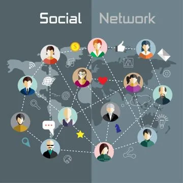 Flat design concept for social network Stock Illustration
