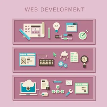 Flat design concept of web development Illustrazione stock