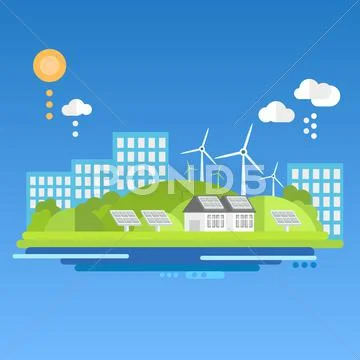 Flat design concepts for ecology. Vector illustration Stock Illustration