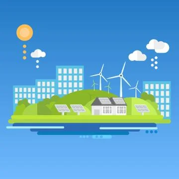 Flat design concepts for ecology. Vector illustration Stock Illustration