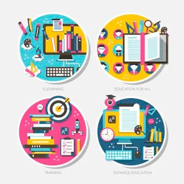 Flat design concepts for education Stock Illustration