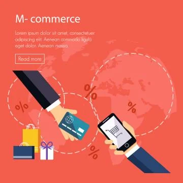 Flat design concepts of internet banking and mobile payments Stock Illustration