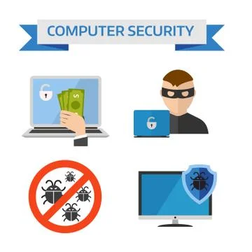 Flat design concepts for Internet Security, Mobile Payment, Marketing Solution Stock Illustration