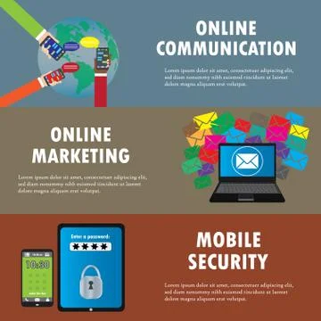 Flat design concepts for online communication,  email marketing, Stock Illustration
