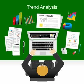 Flat design concepts for trend analysis, marketing analysis, statistics, busi Stock Illustration