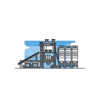 Flat design concrete batching plant construction industry icon Illustrazione stock