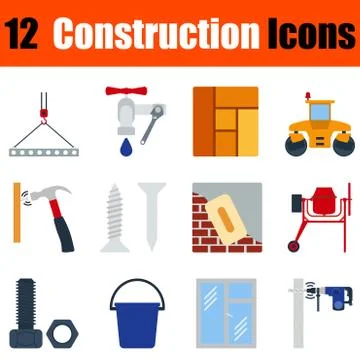 Flat design construction icon set Stock Illustration