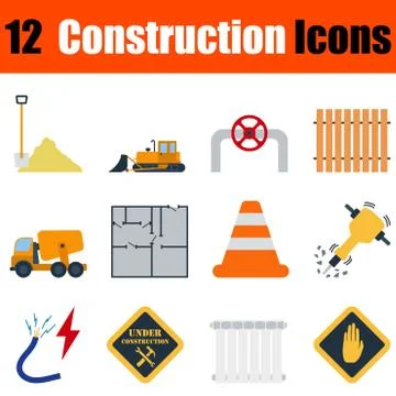 Flat design construction icon set Stock Illustration